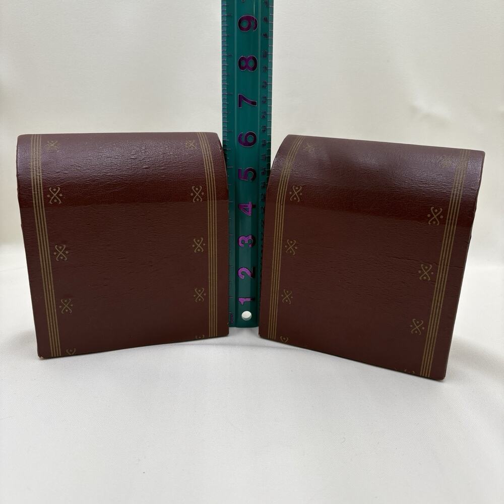 Leather Burgundy Red With Gold Embossed Bookends Vintage
